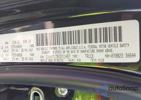 2015 Ram 1500 Big Horn from USA, damaged, VIN 3C6RR7LT5FG711457